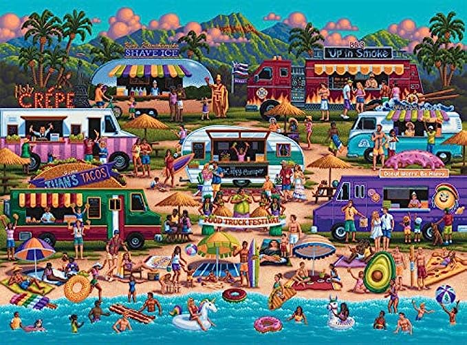 Buffalo Games - Pun Fuzzles - Hawaiian Food Truck Festival - 1000 Piece  Jigsaw Puzzle