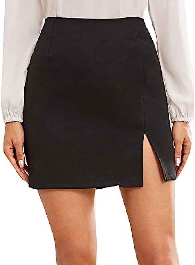 eoeoo Women's Ruched Bodycon Skirt High Waist Elastic Tight Sexy