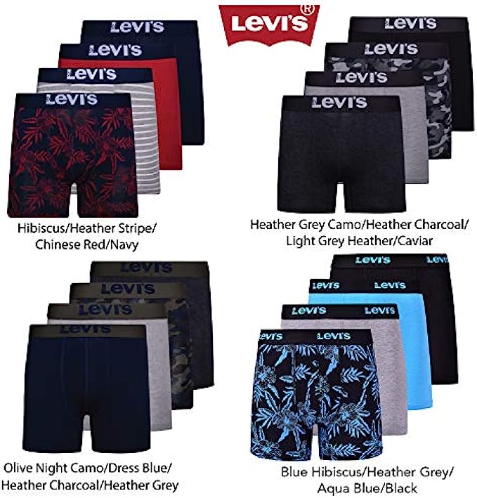 Levi's Mens Boxer Briefs Cotton Stretch Underwear For Men 4 Pack