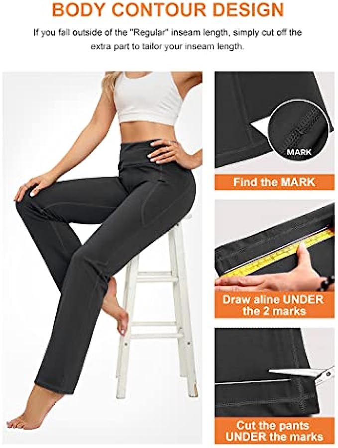 Yoga Pants for Women with Pockets High Waisted Workout Pants for Women  Bootleg Work Pants Dress Pants