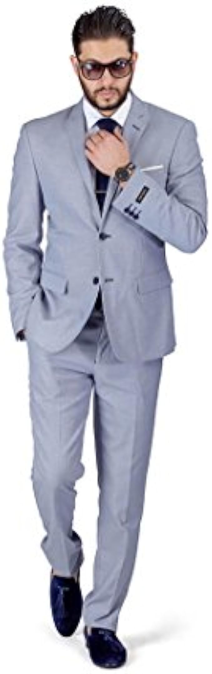 Slim Fit Men Suit Micro Textured Weave 2 Button Notch Collar AZAR
