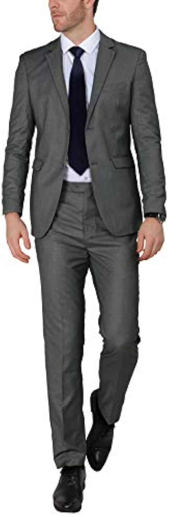 Slim Fit Men Suit 3 Piece Vested Plaid Grey Notch Lapel Double Vents AZAR  MAN