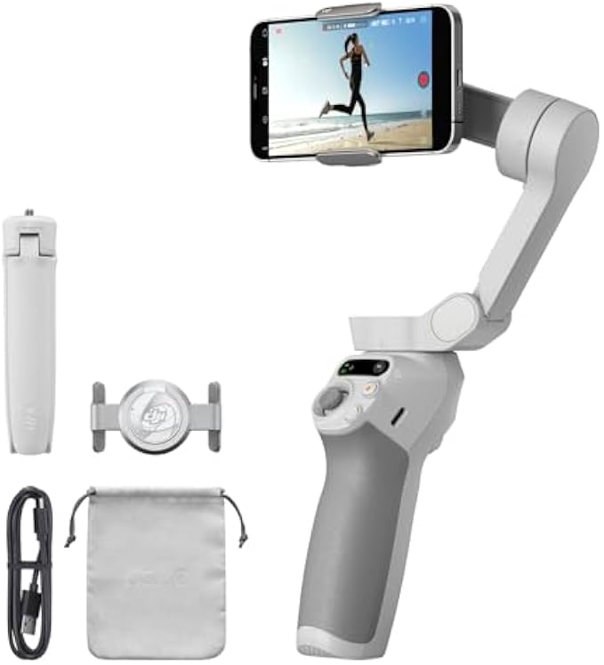 DJI Osmo Mobile SE Intelligent Gimbal, 3-Axis Phone Gimbal, Portable and Foldable, Android and iPhone Gimbal with ShotGuides, Smartphone Gimbal with ActiveTrack 6.0, Vlogging Stabilizer