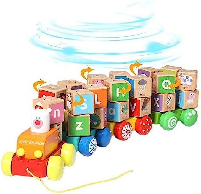 SainSmart Jr. Wooden ABC Blocks 40PCS Stacking Blocks Baby