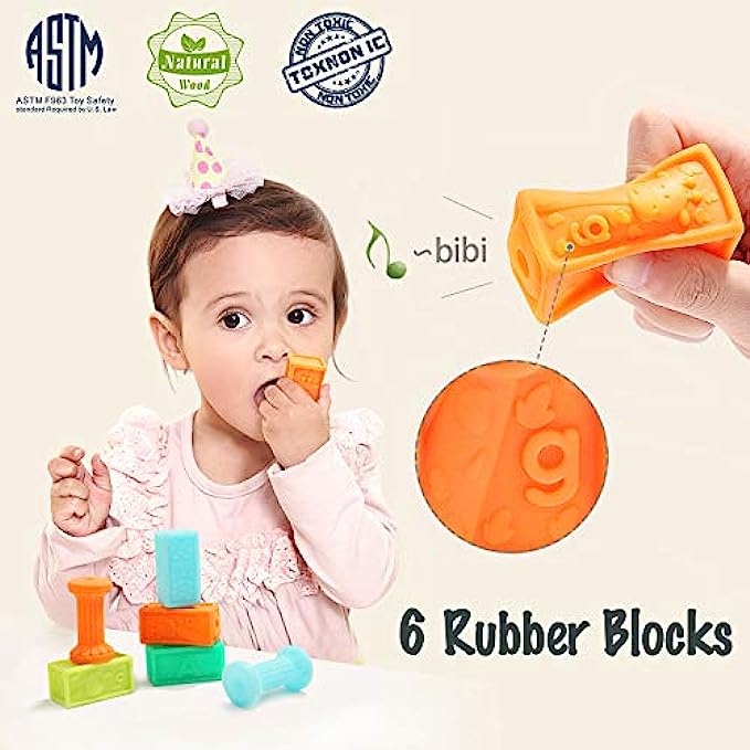TOP BRIGHT Wooden Building Blocks Toddlers 1-3,Baby Blocks 12-18 Months ...