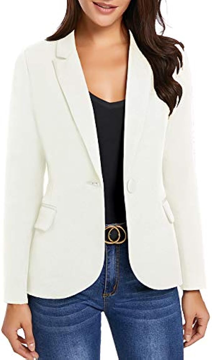 luvamia Women's Long Sleeve Formal Notch Lapel Button Down Blazer ...