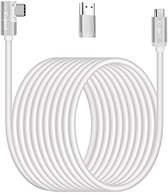 Compatible for Oculus Quest 2 Link Cable 20FT, Kuject VR Headset Cable for Oculus Quest 2 / Quest 1, USB 3.0 Type C to C High Speed Data Transfer Charging Cord for Gaming PC & USB C Chargers White