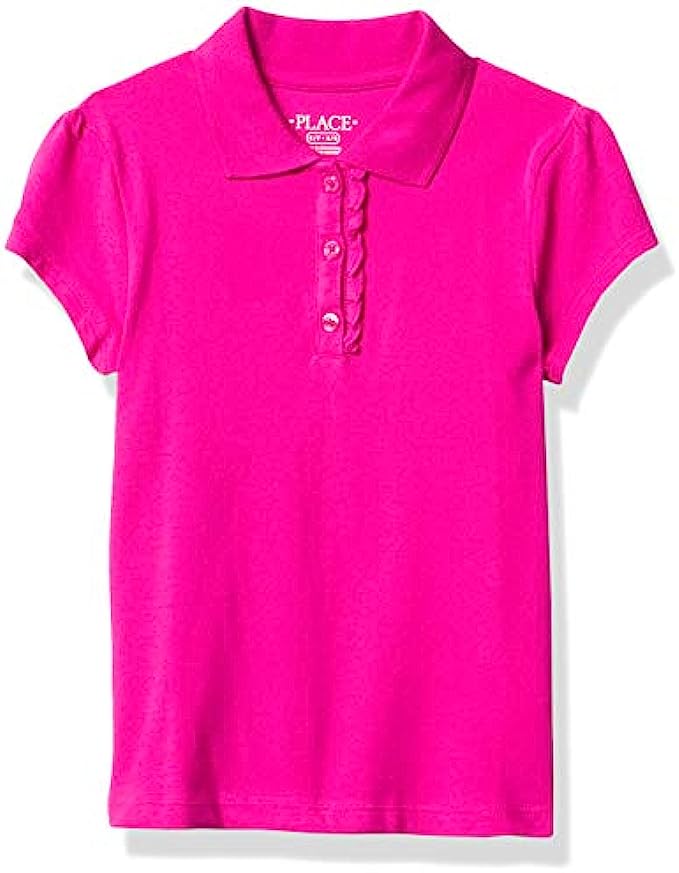 The Children's Place Girl's Short Sleeve Ruffle Pique Polo Shirt