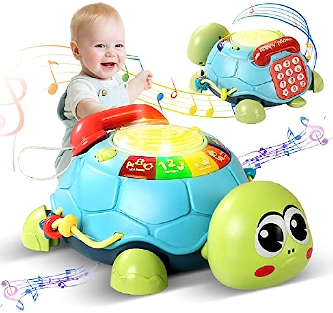 MOGEDYS Baby Toys 6 to 12 Months Learning & Crawling Musical Toddler Toys, Early Educational Tummy Time Toys W/ Lights & Sounds, Pretend Phone Gift for 1 Year Old Boy Girl