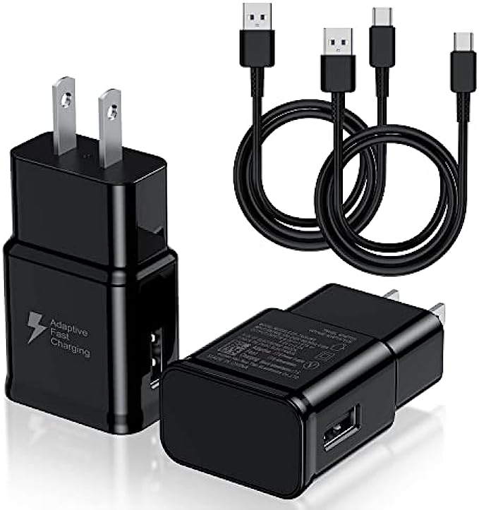 Type C Charger Fast Charging, 2 Pack USB C Android Phone Wall Charger Block & 6ft Charge Cable Cord, for Samsung Galaxy S8 / S9 / S10 Plus Active S10e, S20 / S21 Ultra Plus, Note 8 9 10, Pixel 3 e