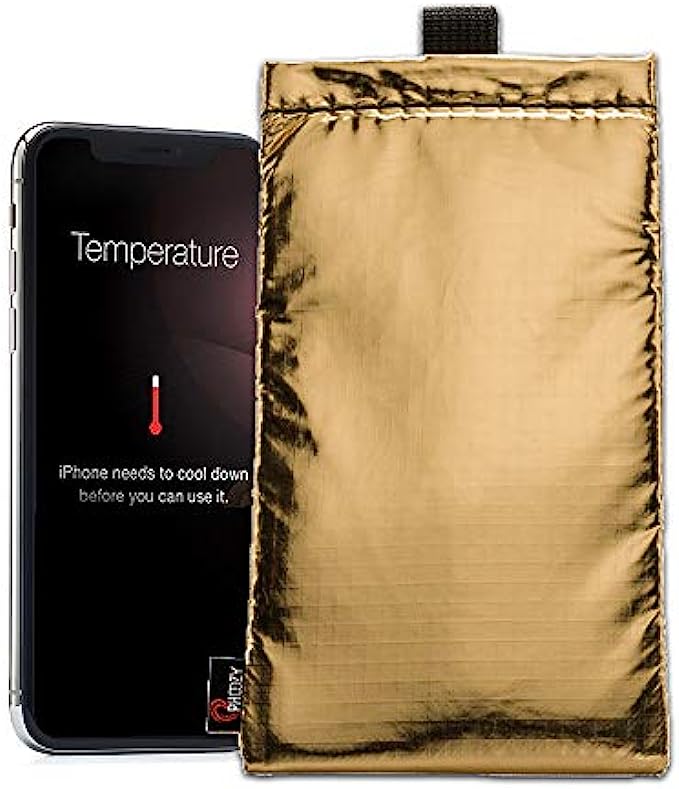 PHOOZY Apollo Series Thermal Phone Case - Insulated, Ultra-Slim Pouch Protects Your Phone from Overheating in The Sun & Extends Battery Life. Floats in Water. AS SEEN ON Shark Tank [Gold - Medium]