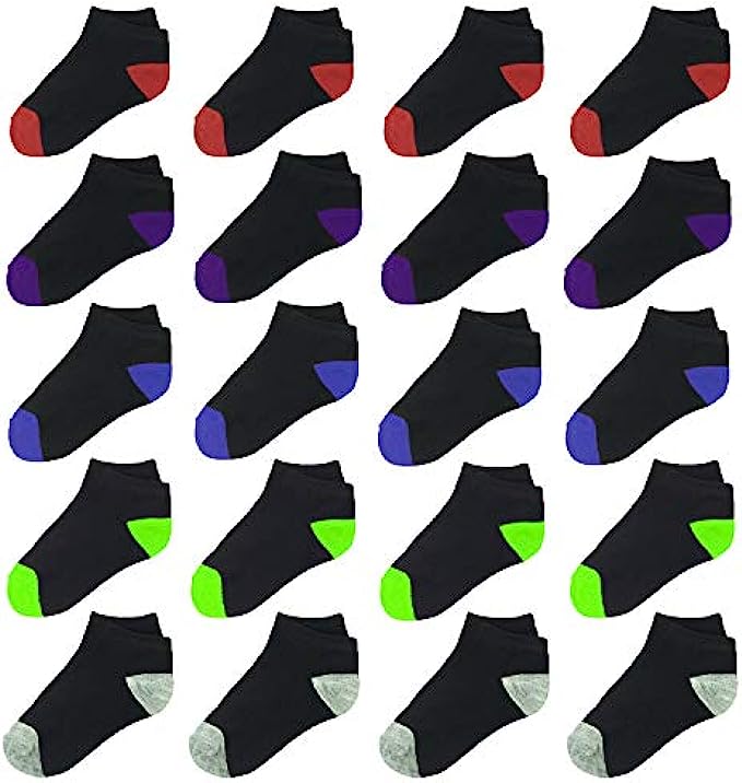 Jamegio 20 Pairs kids Low Cut Athletic Ankle Socks Little Boys Girls Ankle Cotton Socks Half Cushion Low Cut Socks
