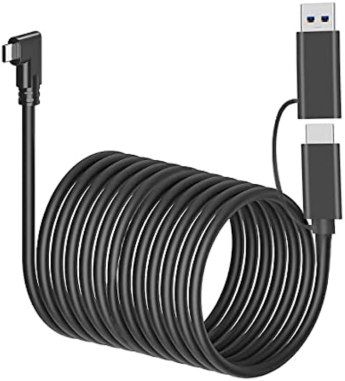 20FT Link Cable for Oculus Quest 2, VR Headset Cable for Oculus Quest 2 / Quest 1, High Speed Data Transfer Charging Cord for Gaming PC & USB C Chargers Black (6m)