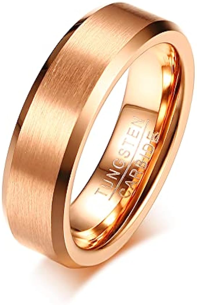 Tungsten Wedding Band Ring for Men High Polished Comfort Fit Domed Tungsten Carbide Ring Wedding Band 6mm