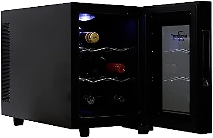 Koolatron Urban Series 6 Bottle Wine Cooler, Thermoelectric Wine Fridge, 0.65 cu. ft. Freestanding Wine Refrigerator for Small Kitchen, Apartment, Condo, Cottage, RV