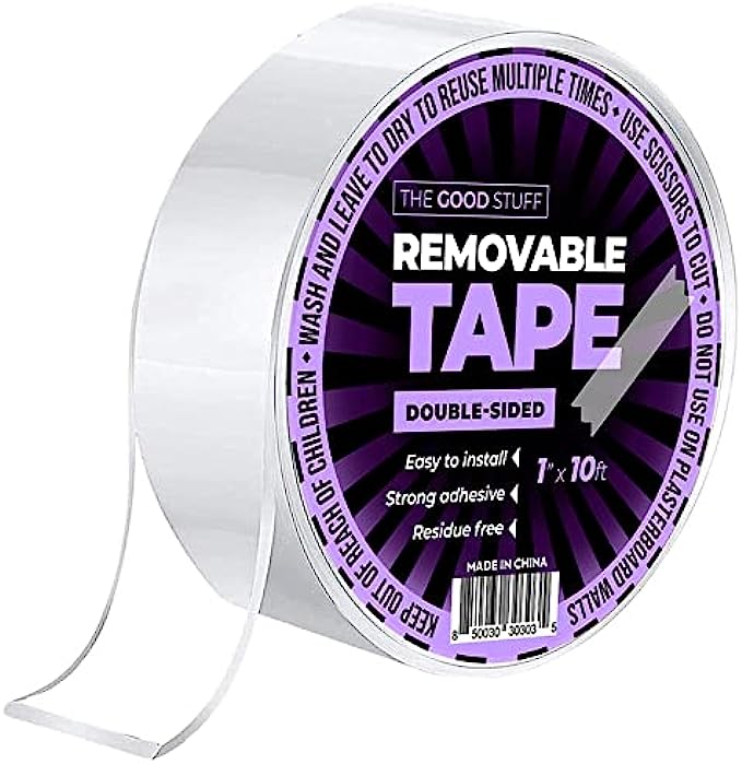 Double Sided Mounting Tape Heavy Duty [1"x10ft - Clear] Magic Removable Nano Tape Two Sided Adhesive Tape - Heavy Duty Double Sided Tape for Wall Sticky for Hanging, Reusable Adhesive Double Face Tape