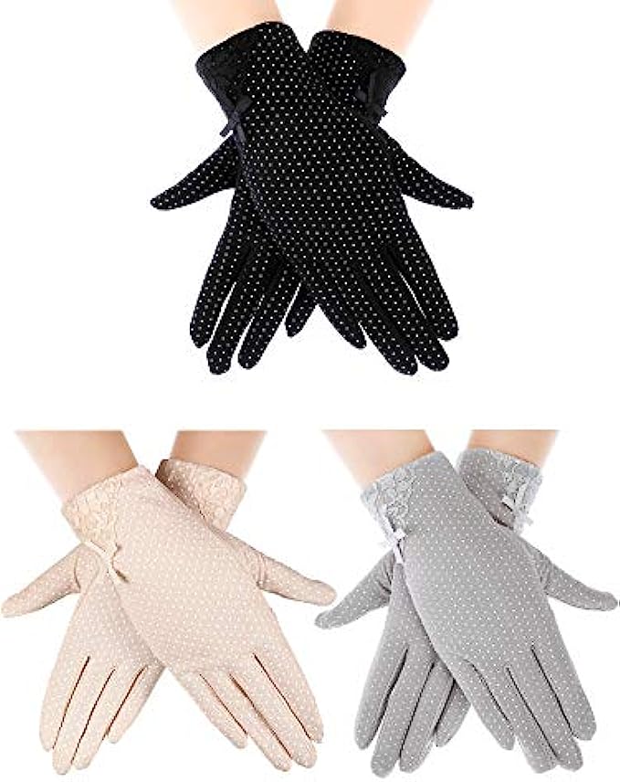 Boao 3 Pairs Women Sun Protective Gloves UV Protection Sunblock Gloves Touchscreen Gloves for Summer Driving Riding