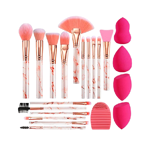 DUAIU Makeup Brushes 16PCS Marble Handle Professional Makeup Brushes Set with 4PCs Makeup Sponge Blenders and 1 Brush Cleaner Foundation Brushes Eyeshadow Brush Lip Brush Set Make Up Tool