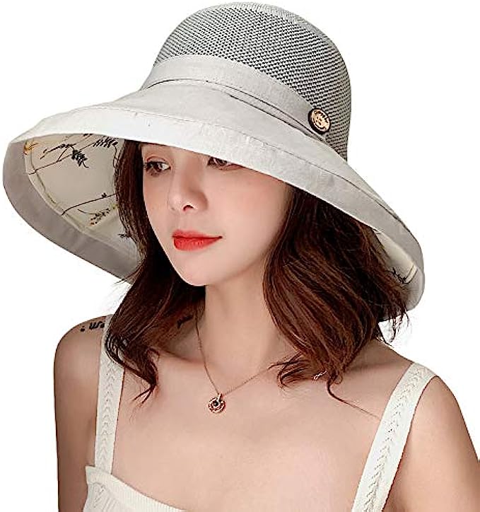 HINDAWI Sun Hats for Women Wide Brim Sun Hat UV Protection Caps Floppy  Beach Packable Visor