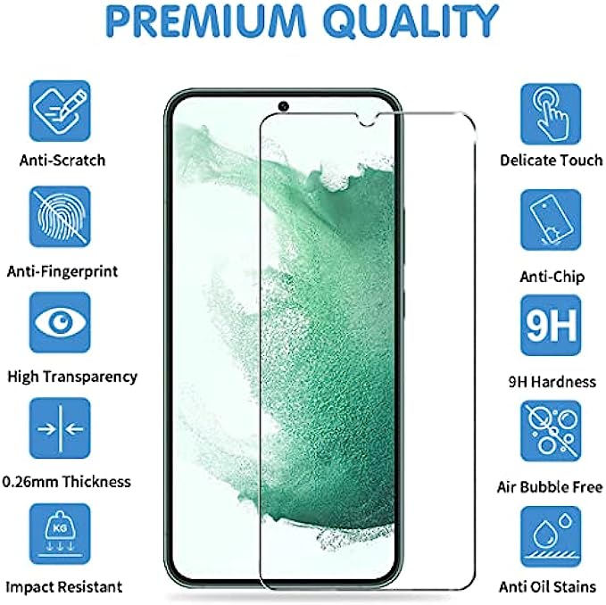 Arshek [3+3 Pack] Glass Screen Protector for Samsung Galaxy S22 5G, 9H