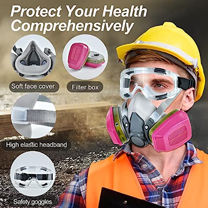 Half Face Respirator Mask with Filters Reusable Elastomeric