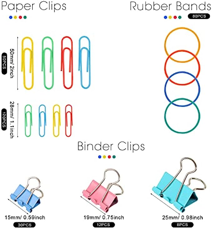  Gold Binder Paper Clips Set,182pcs Large Paper Clips,Binder  Clips,Push pins, Office Supplies Clips for Women,Desk Accessory : Office  Products