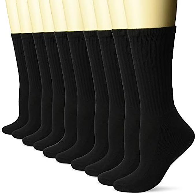 Amazon Essentials womens Cotton Lightly Cushioned Crew Socks