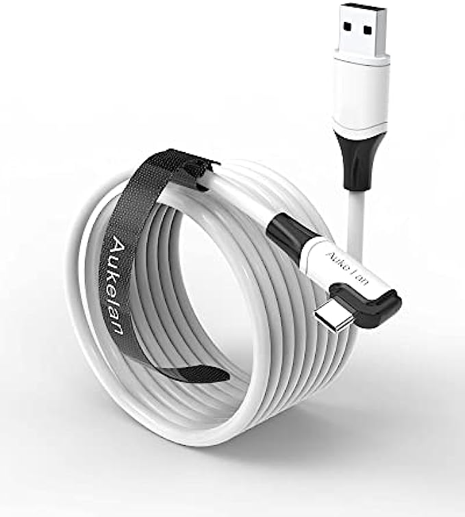 Aukelan Link Cable 10FT Compatible for Oculus Quest 2/Steam VR and PC， High Speed Data Transfer & 3A Fast Charging，USB 3.0 to USB C Cable for VR Headset and Gaming PC.