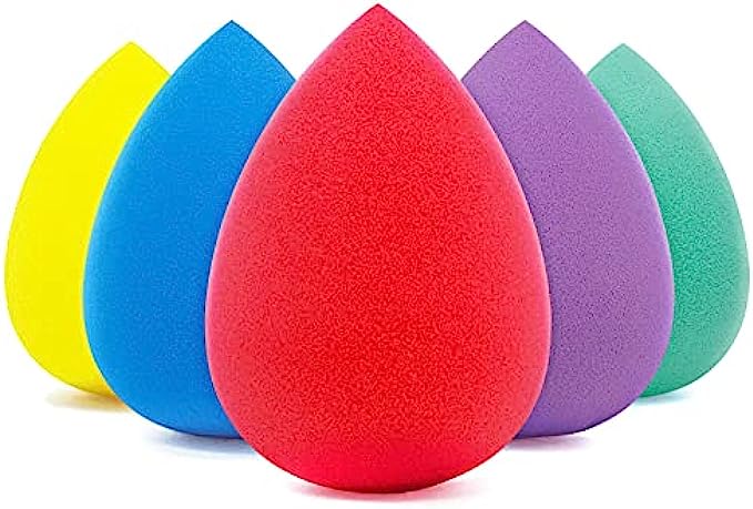 BEAKEY 5 Pcs Makeup Sponge Set, Foundation Blending Beauty Sponge, Flawless for Liquid, Cream, and Powder, Multi-colored Makeup Sponges