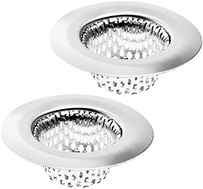 2 Pack - 2.25" Top / 1" Basket- Sink Strainer Bathroom Sink, Utility, Slop, Laundry, RV and Lavatory Sink Drain Strainer Hair Catcher. Stainless Steel - Hilltop Products