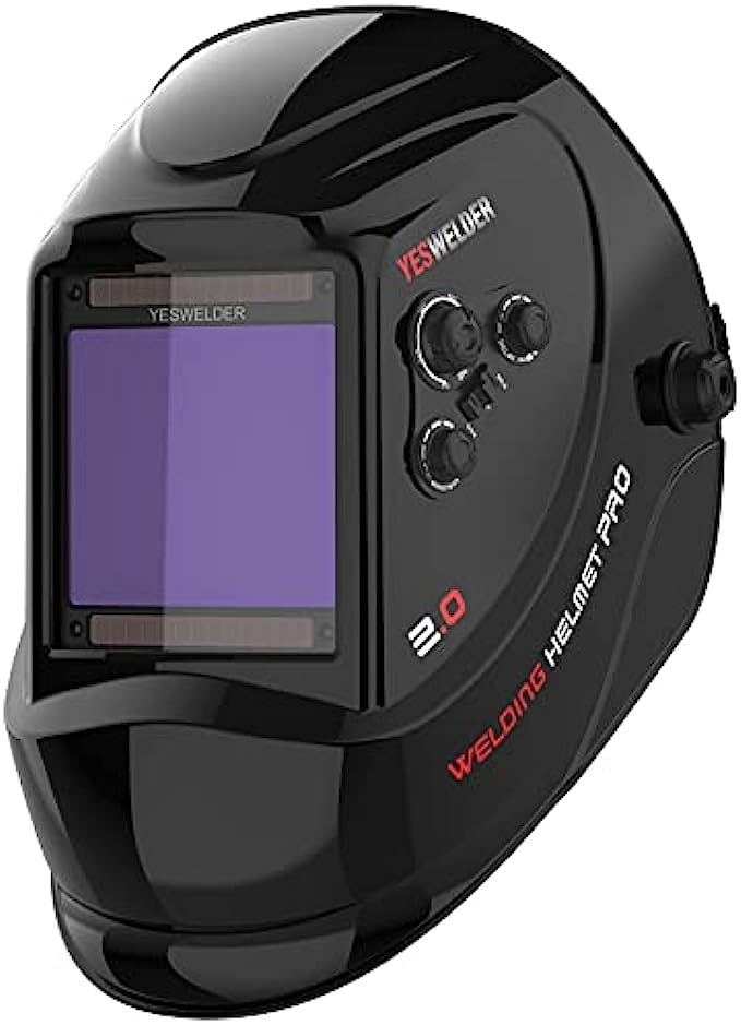 YESWELDER Large Viewing Screen 3.94"X3.66" True Color Solar Power Auto Darkening Welding Helmet, 4 Arc Sensor Wide Shade 4~5/9-9/13 for TIG MIG Arc Weld Grinding Welder Mask LYG-M800H