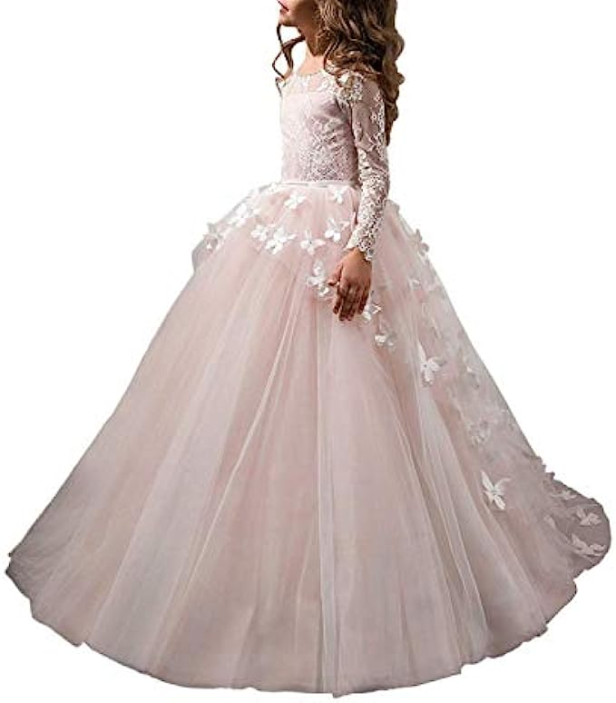 Abaowedding Lovely Flower Girl Dress Lace Long Sleeves Prom Gown