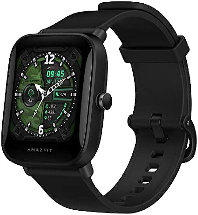 Amazfit Bip U Pro Smart Watch with Alexa Built-In for Men Women, GPS Fitness Tracker with 60+ Sport Modes, Blood Oxygen Heart Rate Sleep Monitor, 5 ATM Waterproof, for iPhone Android Phone (Black)