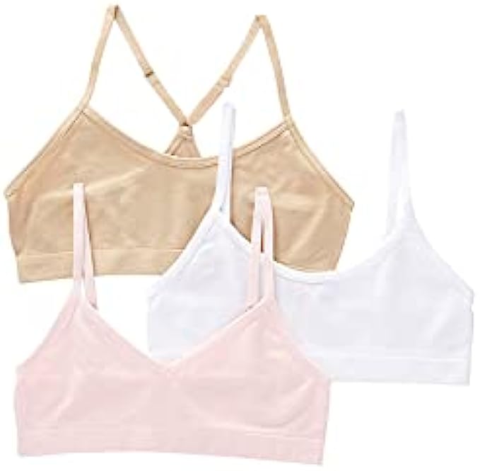 Maidenform Girls' Seamless 3-Pack Beginner Crop Bra (Little Big Kids)