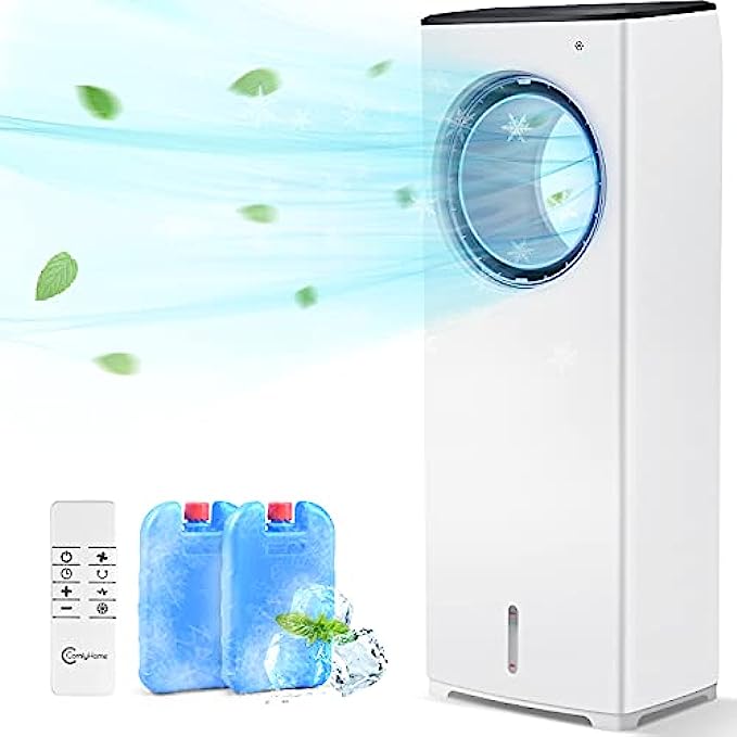 COMFYHOME Bladeless Evaporative Cooler, 3-IN-1 Windowless Portable Air Conditioner, 20ft Remote, 3 Wind Speeds Tower Fan & 8H Timer, 40°Oscillation, 32-INCH Evaporative Air Cooler for Home & Room
