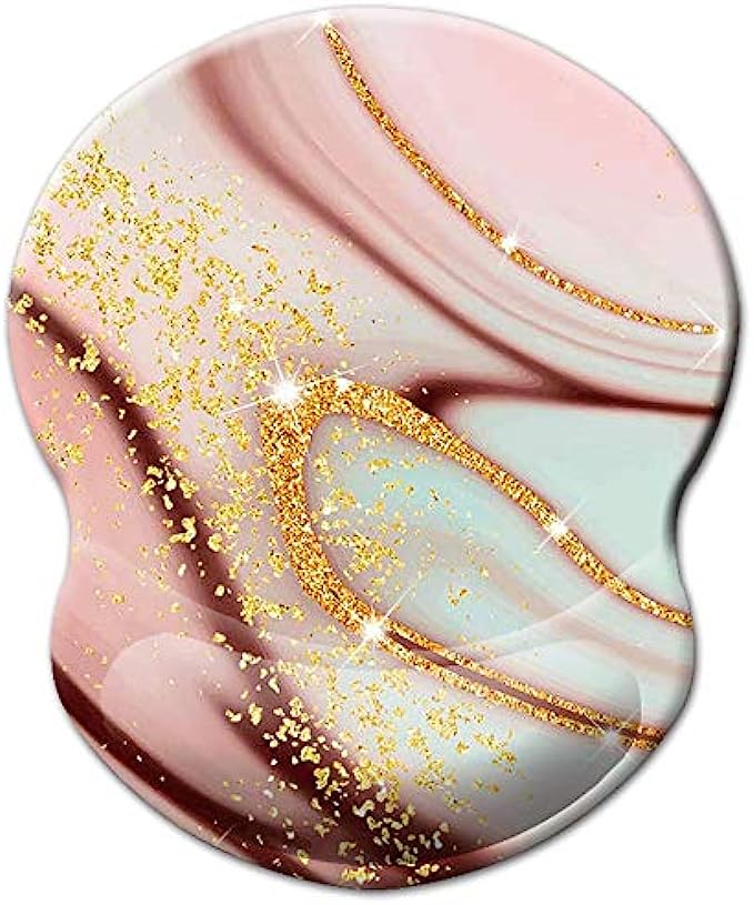 Mouse Pad with Wrist Support, Non Slip Mousepad Wrist Rest for Office, Computer, Laptop & Mac- Durable & Comfortable & Lightweight Ergonomic Support Mouse Mat (Pretty Marble-Wrist-5)