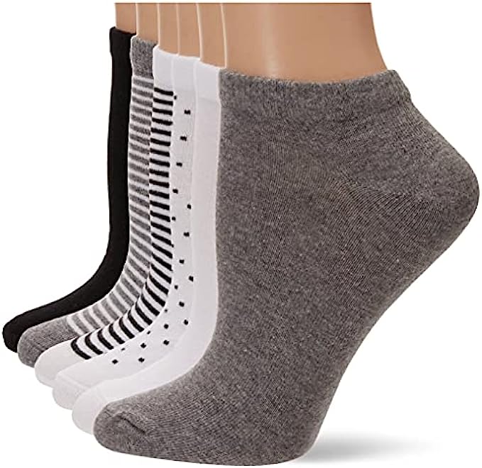 Amazon Essentials Women's Casual Low-Cut Socks, Pack of 6