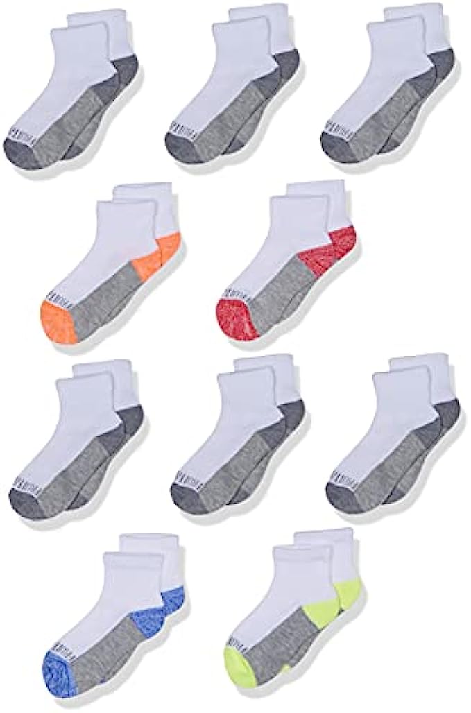 Fruit of the Loom Boys' Little Half Cushion No Show Socks (10 Pack)