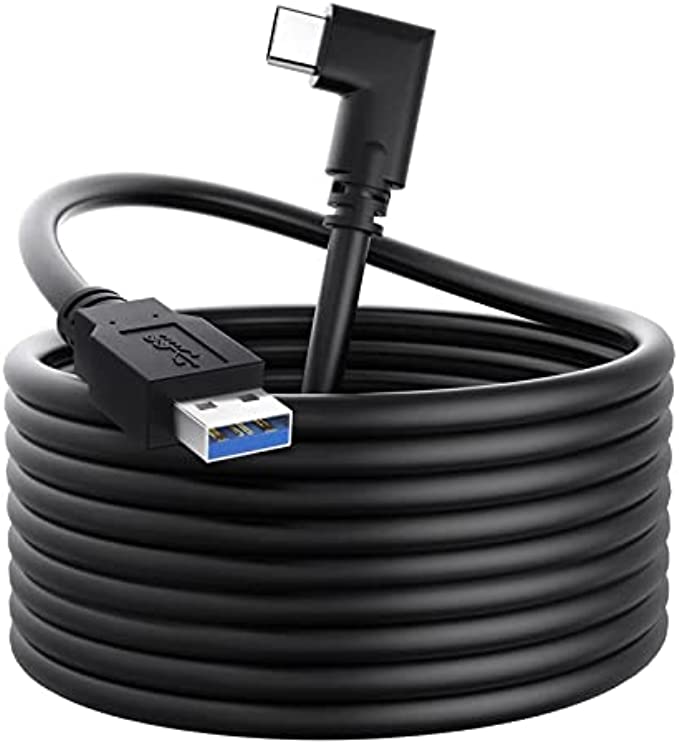 Link Cable 16FT Compatible with Oculus Quest/Meta 2/1 PC/Steam VR, HAARAY USB 3.0 High Speed Data Transfer & Fast Charging USB C Cable for VR Headset and Gaming PC - Black