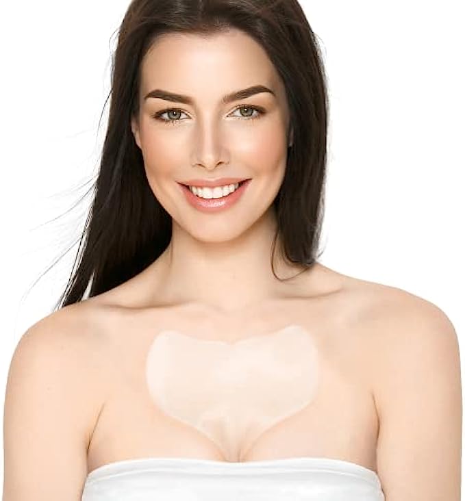 Chest Wrinkle Pads - Anti-Aging Advanced Skin Firming Tightening & Moisturizing Treatment - Skin Safe Silicone Patches - Reusable Overnight Lift for Crepe Erase - Neck & Décolleté (1.5-mo Supply)