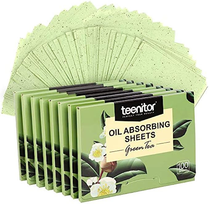 800 Counts Natural Green Tea Oil Control Film, Teenitor Oil Absorbing Sheets for Oily Skin Care, Blotting Paper