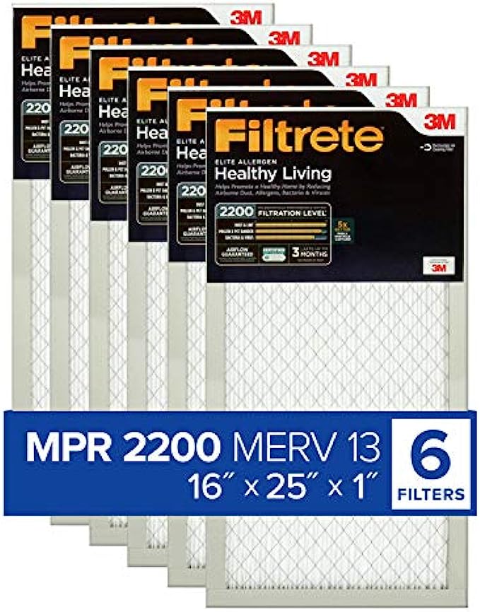 Filtrete EA01-6PK-2E AC Furnace Air Filter, 16x25x1, 6 Count