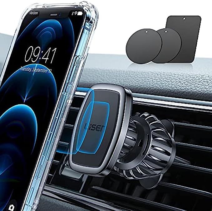 Magnetic Phone Holder for Car, [Easily Install] LISEN Car Phone Holder Mount [6 Strong Magnets] Cell Phone Holder for Car [Case Friendly] iPhone Car Holder Compatible with All Smartphones & Tablet