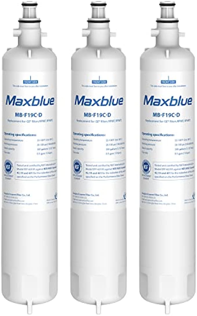 Maxblue RPWFE (with CHIP) Refrigerator Water Filter, Replacement for GE® RPWFE, RPWF, WSG-4, DWF-36, WF277, R-3600, MPF15350, OPFG3-RF300, RWF1063, RWF3600A, 3 Filters