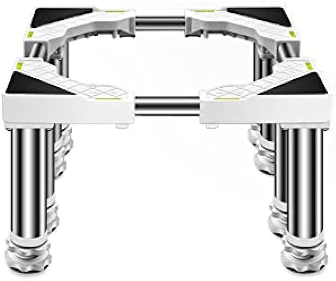 Anti-Skid Washing Machine Base Fridge Stand Multi-Functional Adjustable Base Washer and Dryer Stand Appliance Refrigerator Pedestal Stand with 4/8/12 Stainless Steel Feet